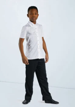 Weissman Boys Collared Shirt -Dance costume 12501 white 11456 black 0078 98967.1678887466