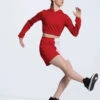 Weissman Striped Sleeve Cropped Hoodie -Dance costume 14316 red 14329 red 6172 36196.1692402205