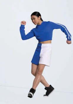 Weissman Striped Sleeve Cropped Hoodie -Dance costume 14316 royal 14329 royal 6156 17333.1698537383