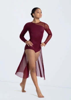 Weissman Long Sleeve Back Panel Leotard -Dance costume 14423 blackcherry 440 84170.1698817156
