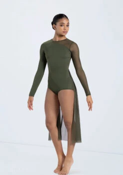 Weissman Long Sleeve Back Panel Leotard -Dance costume 14423 olive 504 93297.1698817156