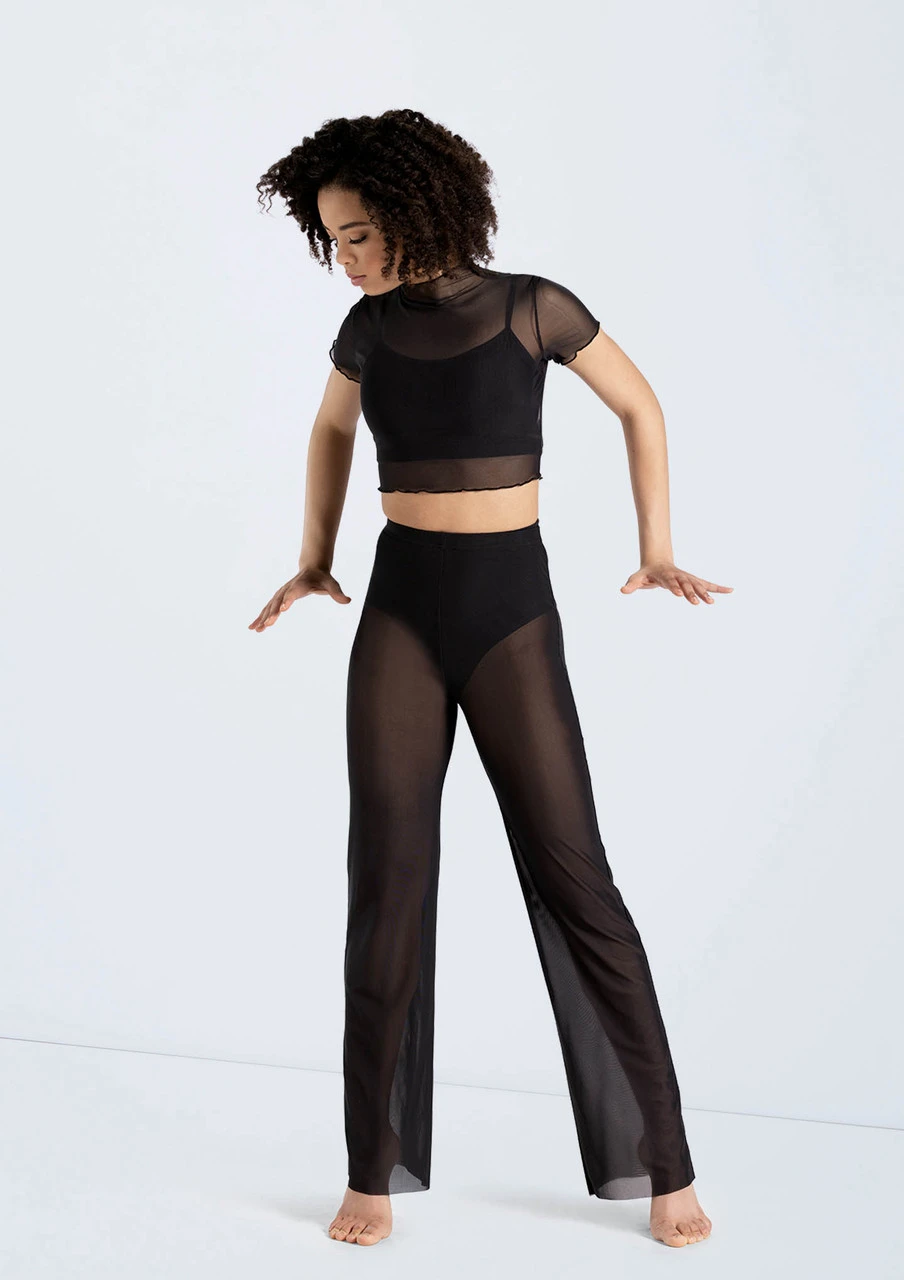Weissman Cropped Power Mesh Tee Weissman Cropped Power Mesh Tee -Dance costume 14428 black 14430 black 719 03449.1692402366