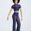 Weissman Cropped Power Mesh Tee 1 Weissman Cropped Power Mesh Tee -Dance costume 14428 navy 14430 navy 847 89543.1692402366