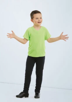 Weissman Boys V-Neck Shirt -Dance costume 6620 lime 11456 black 012 02547.1678890308
