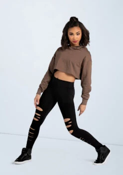 Weissman Long Sleeve Cropped Hoodie -Dance costume AH10417 mocha MT10411 black 2751 20309.1678890513