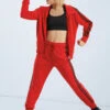 Weissman Stripe Sleeve Track Jacket -Dance costume AH9280 red AH9281 red 029 03637.1678890723