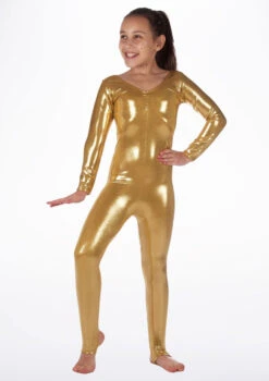 Alegra Girls Metallic Blaine Catsuit 6 Alegra Girls Metallic Blaine Catsuit -Dance costume ALC5324 MAIN GLD 37106.1678871773