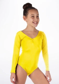 Alegra Girls Shiny Josie Leotard -Dance costume ALL5201 MAIN YEL 60810.1678873754