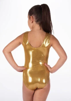 Alegra Girls Metallic Senna Leotard -Dance costume ALL5214 BACKM GLD 22703.1678873778