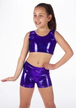 Alegra Girls Metallic Betty Dance Crop Top -Dance costume ALS5270M MAIN PUR 00165.1678878584