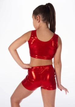 Alegra Girls Metallic Betty Dance Crop Top -Dance costume ALS5270M MAIN RED 88384.1678878584