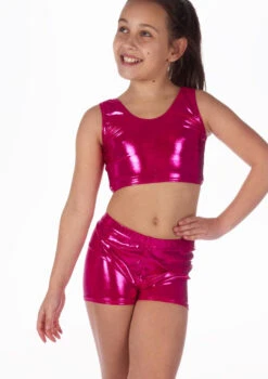 Alegra Girls Metallic Betty Dance Crop Top -Dance costume ALS5286 MAINT CER T 73561.1695430267