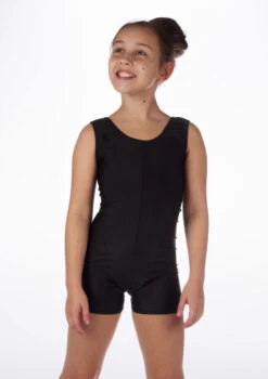 Alegra Girls Shiny Hotpant Unitard -Dance costume ALU5235 MAIN BLK 26517.1678879783