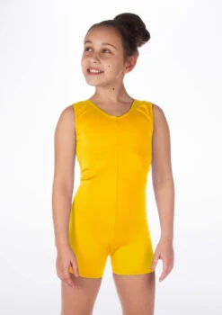 Alegra Girls Shiny Hotpant Unitard -Dance costume ALU5235 MAIN YEL 31341.1678879783