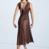 Weissman Double Cowl Mesh Maxi Dress 2 Weissman Double Cowl Mesh Maxi Dress -Dance costume D10454 chocolate 05 02918.1678890758