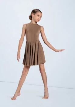 Weissman Keyhole Back Skater Dress -Dance costume D11782 mocha 6192 31532.1678890837