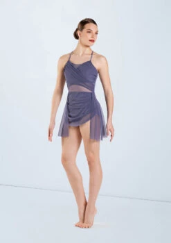 Weissman Shirred Power Mesh Dress -Dance costume D13010 slateblue 184 48467.1678890883