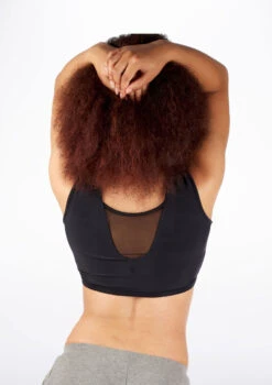 Dincwear Mesh Insert Crop Top -Dance costume DNDWJ003 BACKM BLK 41222.1678927522