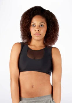 Dincwear Mesh Insert Crop Top -Dance costume DNDWJ003 MAIN BLK 84863.1678927522