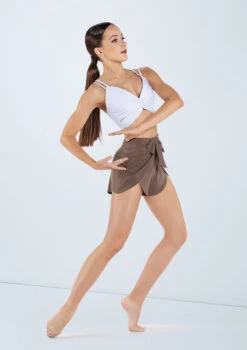 Weissman Twist Front Bra Top -Dance costume MJ10488 white MJ12498 mocha 016 79386.1698840495