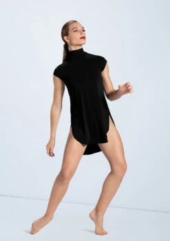 Weissman Mock Neck Tee Dress -Dance costume MJ12796 black 878 37938.1678891079