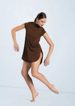Weissman Mock Neck Tee Dress -Dance costume MJ12796 chocolate 809 35043.1678891079