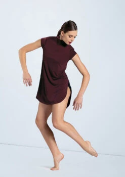 Weissman Mock Neck Tee Dress -Dance costume MJ12796 raisin 809 17935.1678891079
