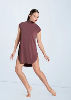 Weissman Mock Neck Tee Dress -Dance costume MJ12796 rosewood 703 08043.1698840483