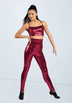 Weissman High Waist Metallic Leggings -Dance costume ML9062 blackcherry 1202 74811.1678891101