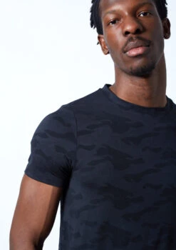 Move Dance Men's Rhythm Dance T Shirt -Dance costume MOS0624 NVY CLOSE UP FRONT 1 55457.1678884793