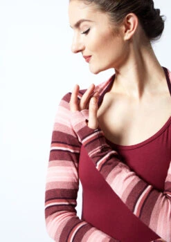 Move Dance Orchid Striped Knit Dance Shrug -Dance costume MOZ07074 STRIPE CLOSE UP FRONT 1 88305.1678885097