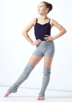 Move Dance Teen Isabella Knit Roll Top Dance Shorts -Dance costume MOZ5719 GRY FRONT 2 30499.1678885173