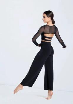 Weissman Long Sleeve Crop Top With Mesh 3 Weissman Long Sleeve Crop Top With Mesh -Dance costume SM13070 black MJ12612 black 753 20391.1692404261