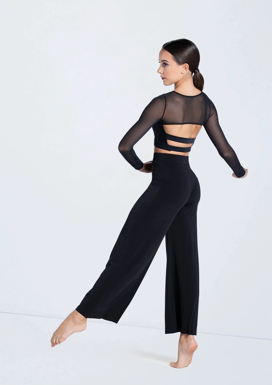 Weissman Long Sleeve Crop Top With Mesh Weissman Long Sleeve Crop Top With Mesh -Dance costume SM13070 black MJ12612 black 753 20391.1692404261