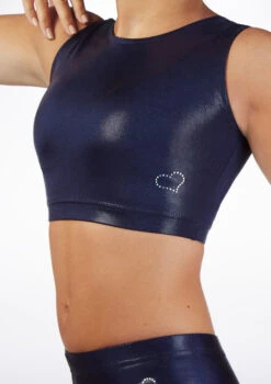 Alegra Girls Metallic Gymnastics Crop Top 4 Alegra Girls Metallic Gymnastics Crop Top -Dance costume al s5928 alegra girl metallic gymnastics crop top blue front 05944.1678878628