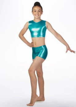 Alegra Girls Metallic Gymnastics Crop Top 6 Alegra Girls Metallic Gymnastics Crop Top -Dance costume al s5928 alegra girl metallic gymnastics crop top blue front no1 55672.1678878627
