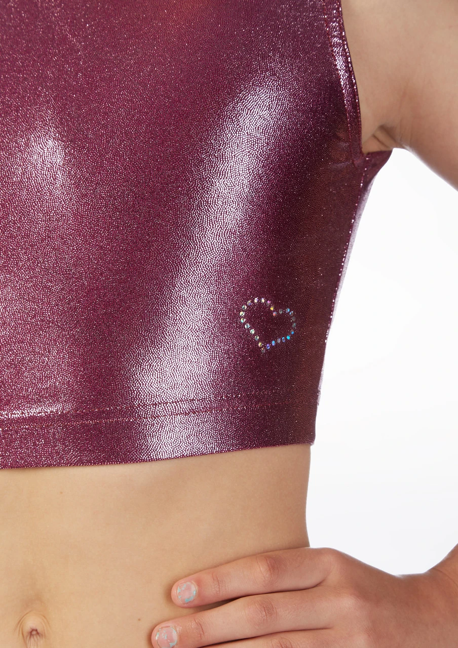 Alegra Girls Metallic Gymnastics Crop Top Alegra Girls Metallic Gymnastics Crop Top -Dance costume al s5928 alegra girl metallic gymnastics crop top pink top 76447.1678878627
