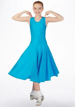 Tappers & Pointers Girl's Tank Ballroom Dress Long -Dance costume ballroom3 tappers pointers girls tank ballroom dress long blue front 57885.1678886270
