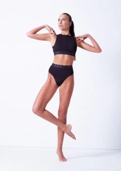 Bloch Remy Zip Front Tank Crop Top -Dance costume blft5010 black front 1 75724.1678925835