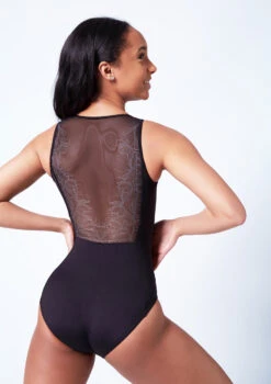 Bloch Maya Scoop Neck Lace Tank Leotard -Dance costume bll4155 black close up back 74086.1679927432