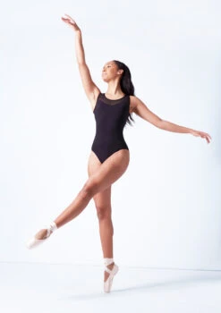 Bloch Maya Scoop Neck Lace Tank Leotard -Dance costume bll4155 black front 2 23616.1679927431