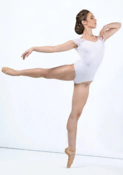 Ballet Rosa Lace Cap Sleeve Leotard -Dance costume br josephine floral cap sleeve leo wht front 1 42027.1678926783