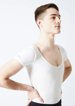Freed RAD Mens Short Sleeve Thong Leotard 3 Freed RAD Mens Short Sleeve Thong Leotard -Dance costume fraaron white close up front 24862.1678927595