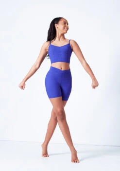 Mirella V Neck Chevron Cropped Camisole Top -Dance costume mim57059l blue front 2 68535.1679927468
