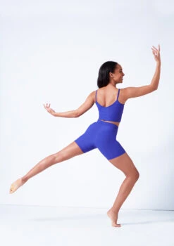 Mirella V Front Chevron Rib Shorts 7 Mirella V Front Chevron Rib Shorts -Dance costume mim6045l blue back 67434.1679927468