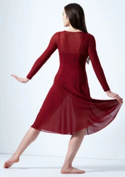 Move Dance Dione Long Sleeve Lyrical Dress -Dance costume mo r0218 move dance dione long sleeve lyrical dress red back 12514.1678884651