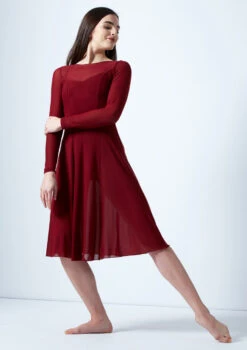 Move Dance Dione Long Sleeve Lyrical Dress -Dance costume mo r0218 move dance dione long sleeve lyrical dress red front 64635.1678884650
