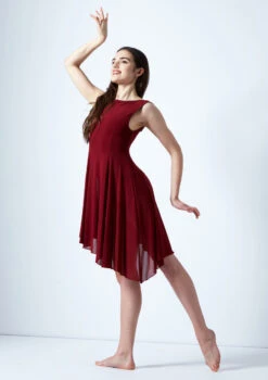 Move Dance Pandora Asymmetric Lyrical Dress -Dance costume mo r0221 move dance pandora high neck lyrical dress red front 52277.1678884660