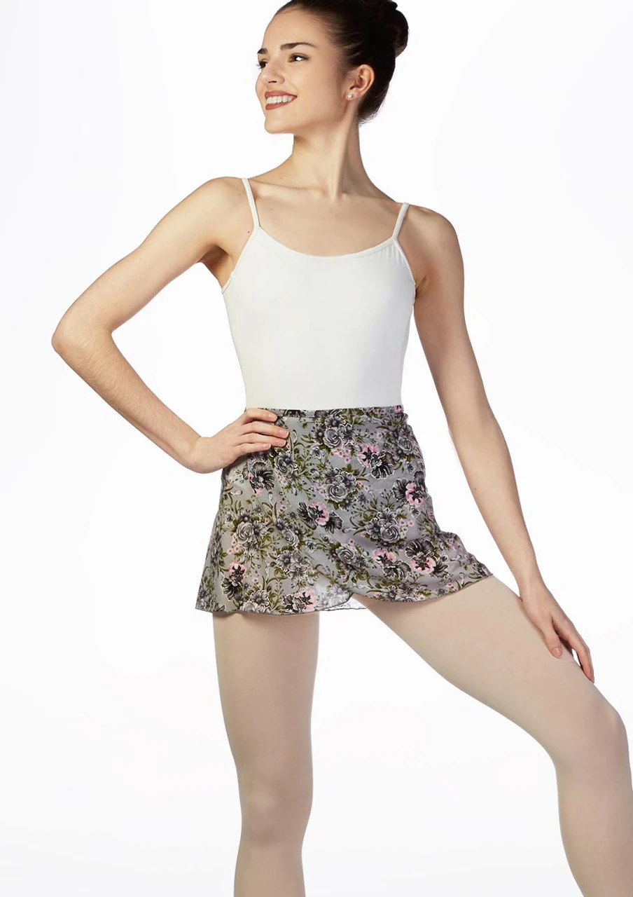Move Dance Floral Wrap Dance Skirt - Grey Move Dance Floral Wrap Dance Skirt - Grey -Dance costume mo r0258 move floral wrap dance skirt grey front thumbnail T 85171.1689206460