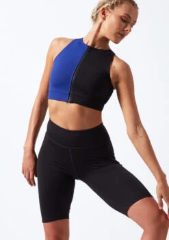 Move Dance Envision Zip Front Crop Top -Dance costume mo z0603 move dance envision zip front crop top blue front thumbnail T 01791.1696981188
